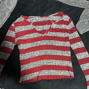 Striped Red and Gray Sweater